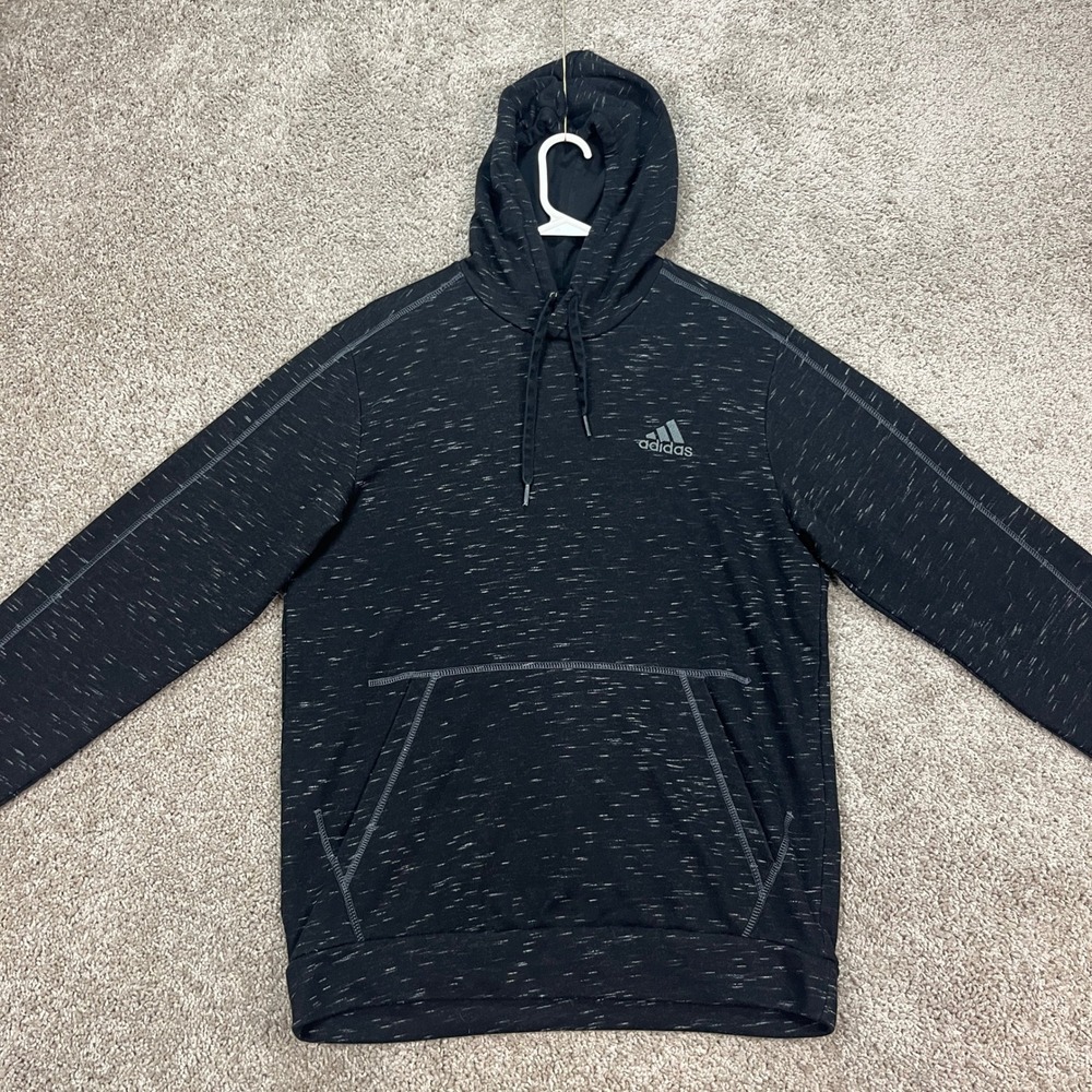 Adidas Men's Black Heathered Hoodie Pullover Athletic Casual‎ Size Medium